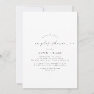 Invitation Concours moderne Argent Script Couples Douche Invi