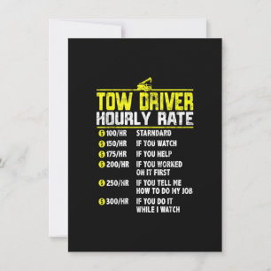 Invitation Conducteur de dépanneuse Cadeau de tarif horaire d