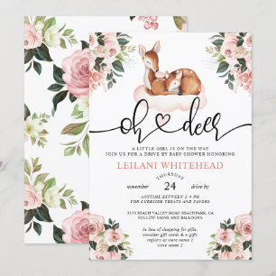 Invitation Conduire par Oh Deer Baby shower aquarelle Floral