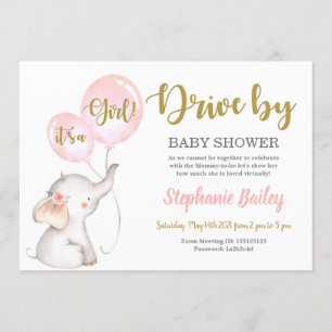 Invitation Conduire par une Baby shower d'éléphants