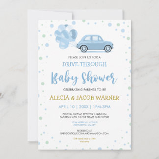 Invitation Conduisez des ballons de voiture bleu à travers le