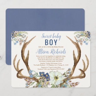 Invitation Conduite de bois rustique bleu vert vert fleuri ga