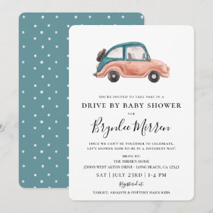 Invitation Conduite De Voiture Rétro Illustrée Par Baby showe