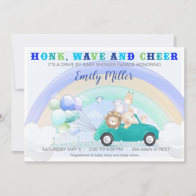 Invitation Conduite en jungle par baby shower (Devant)