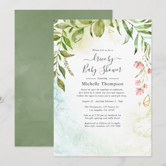 Invitation Conduite Géométrique Cristal De Verdure Par Douche (Devant / Derrière)