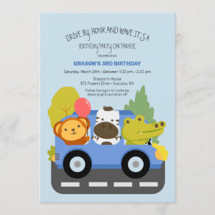 Invitation Conduite Par Animaux Parade De Fête D'Anniversaire
