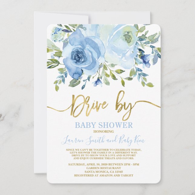 Invitation Conduite par Baby shower boy (Devant)