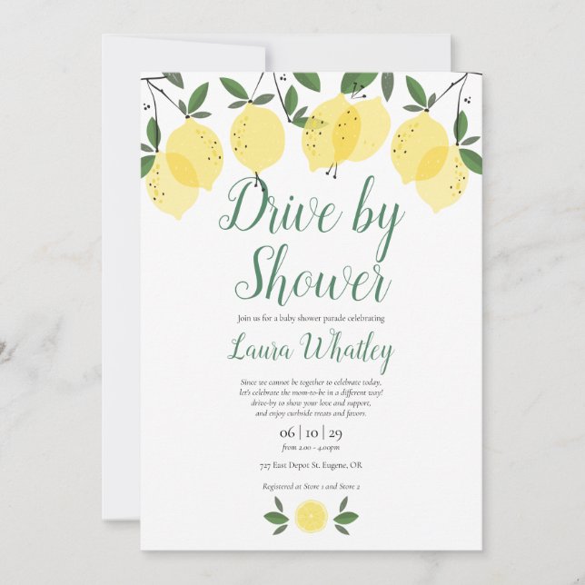 Invitation Conduite Par Baby shower Lemons Modernes (Devant)