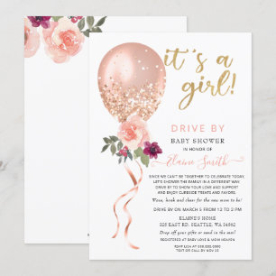 Invitation Conduite par Floral Balloon Baby shower Parties sc