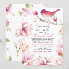 Invitation Conduite par Sweet Bird rose Floral Girl Baby show