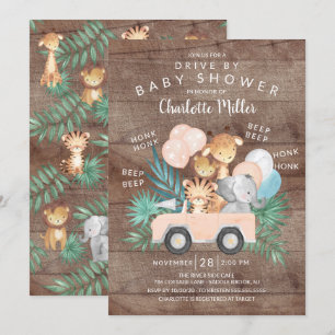 Invitation Conduite Rustique Par Jungle Animaux Filles Baby s
