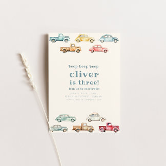 Invitation Conduite Sur Plus Vintage Voiture Camion Invitatio