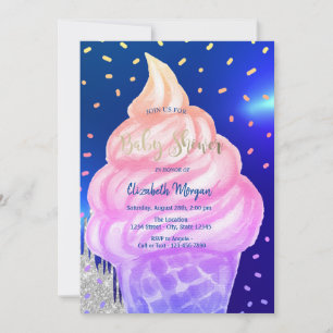 Invitation Cône de glace Cool Royal Bleu Baby Shower
