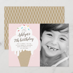 Invitation Cône de glace enfants photo anniversaire