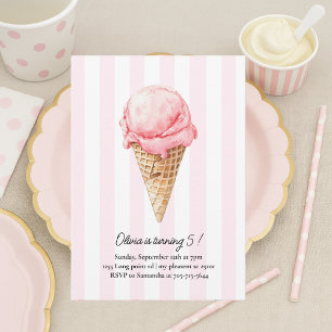 Invitation Cône de glace rose Anniversaire Été modifiable