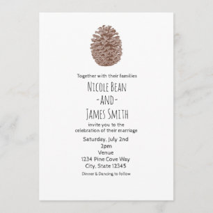 Invitation Cône de pin rustique élégant simple mariage à la c