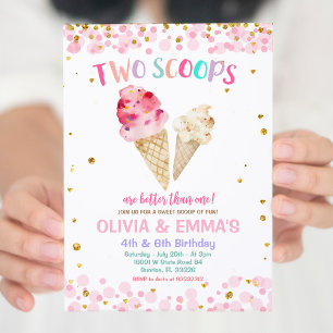 Invitation Cone Ice Cream Joint Anniversaire Partie Invitatio