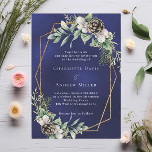 Invitation Cone pin vert or géométrique bleu mariage
