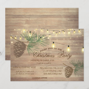 Invitation Cônes de pin, Bois, Guirlandes lumineuses Noël Ent