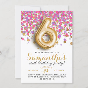 Invitation Confetti 6e anniversaire