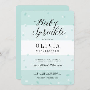 Invitation Confetti Aqua Stripes Garçon Baby Sprinkl Invitati