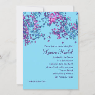 Invitation Confetti bat mitzvah Glitterie