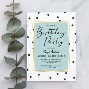 Invitation Confetti bleu clair Pois fête d'anniversaire