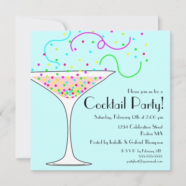 Invitation Confetti Cocktail Party (Devant)