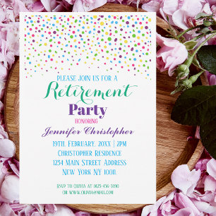 Invitation Confetti Coloré magnifique Jeu de retraite Script
