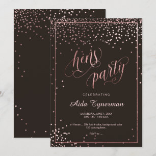 Invitation Confetti d'or du PixDezines Hens Party Faux Rose
