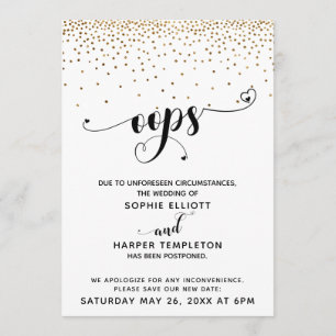 Invitation Confetti d'or Mariage reporté et cordes ouvertes