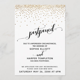 Invitation Confetti d'or Mariage repoussé et script de coeur