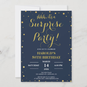 Invitation Confetti d'or moderne Marine 50e Anniversaire surp
