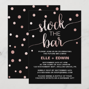 Invitation Confetti en or et en noir rose Stock du bar