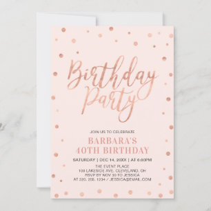 Invitation Confetti et Blush en or rose Fête d'anniversaire