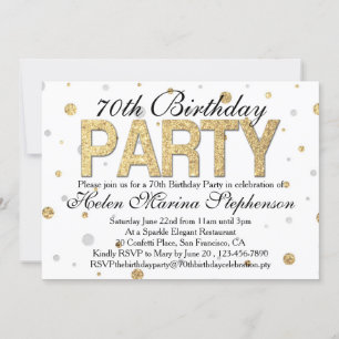 Invitation Confetti Gold 70th Birthday Party