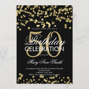 Invitation Confetti Gold Foil 50th Anniversaire moderne