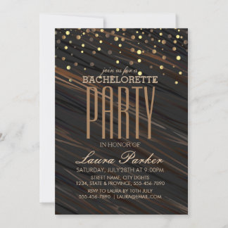 Invitation Confetti Gold Sparkle Élégante Bachelorette