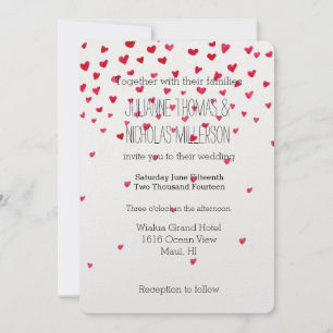 Invitation Confetti Hearts Mariage