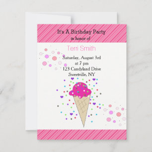 Invitation Confetti Ice Cream fête d'anniversaire