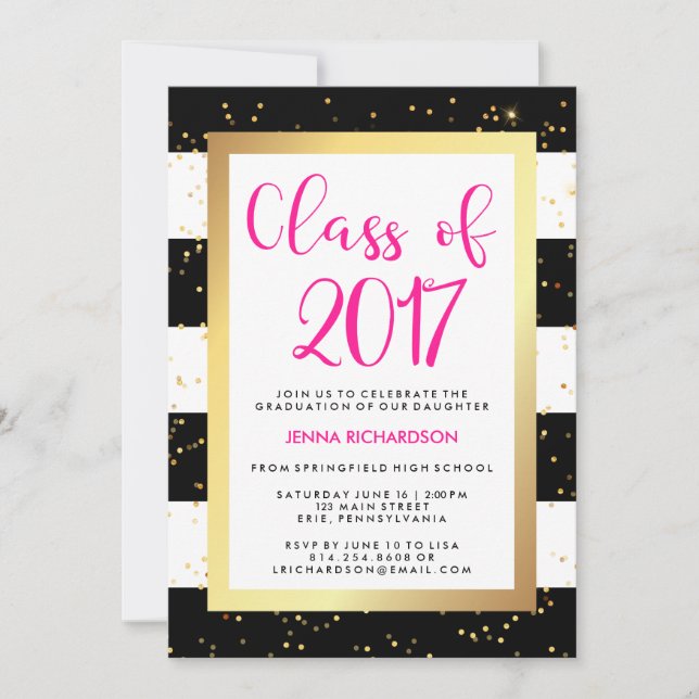 Invitation Confetti moderne | Classe de 2017 Graduation Party (Devant)