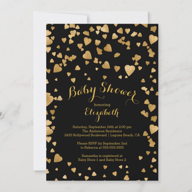 Invitation Confetti Parties scintillant Baby shower cardiaque (Devant)
