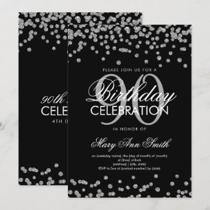 Invitation Confetti, Parties scintillant d'anniversaire du 90