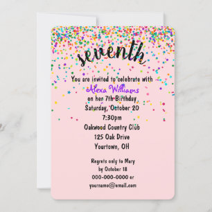 Invitation Confetti pour la fête du 7e anniversair