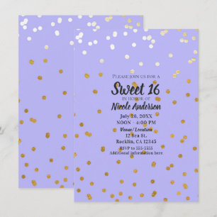 Invitation Confetti Purple & Gold Dots Glamor Moderne Glam