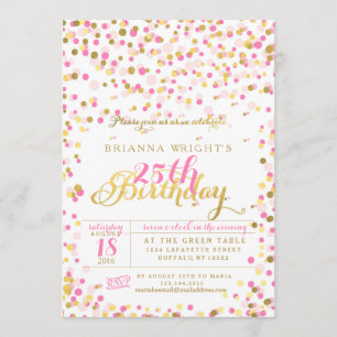 Invitation Confetti rose et Gold Foil