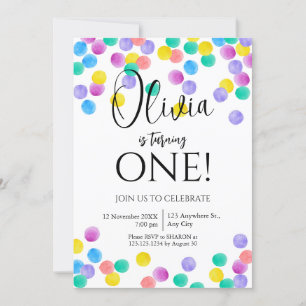 Invitation Confetti Simple Fille anniversaire