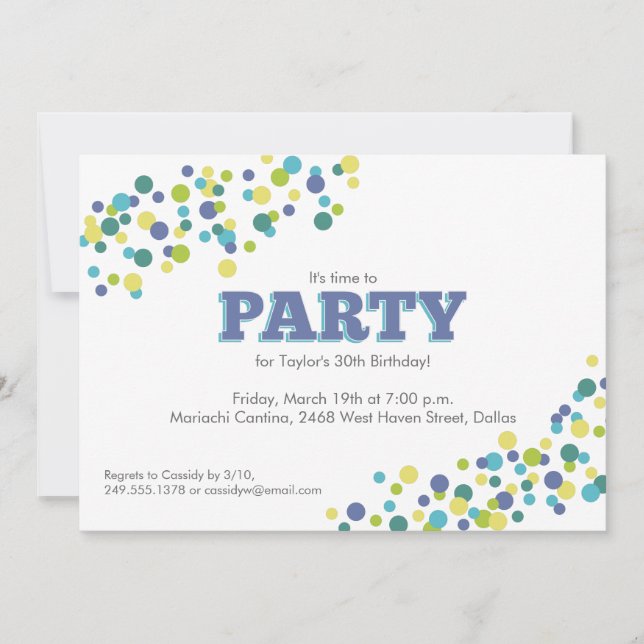 Invitation Confetti Sprinkel Birthday Party Lime (Devant)