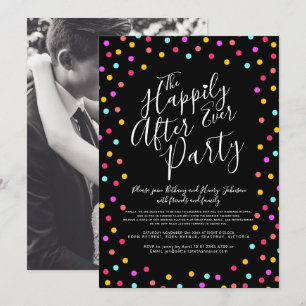 Invitation Confetti sur le noir heureux après la fête de mari