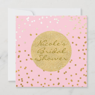 Invitation Confettis brillants rose et or Moderne et Chic